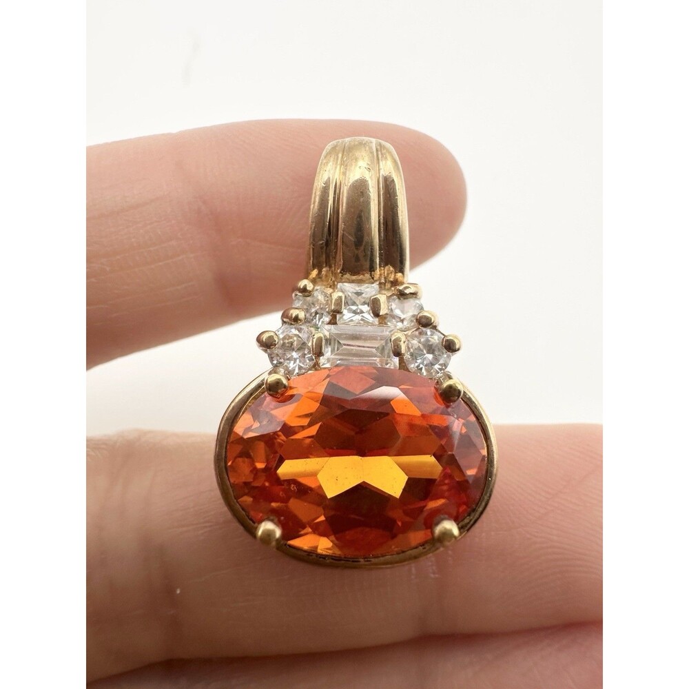 Ross Simons Gold Over Sterling Silver Orange Stone Pendant